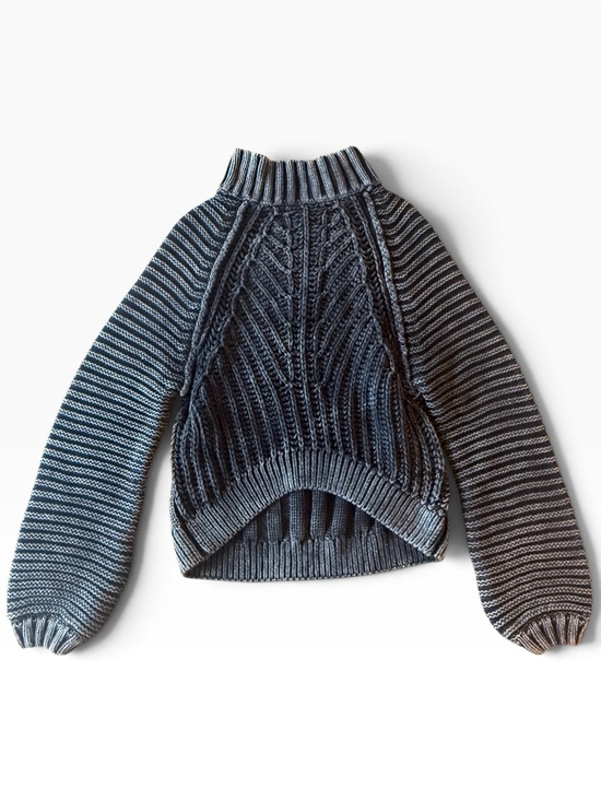 Free People Sweaters - Free People Gray Striped Cable Knit Turtleneck Sweater XS - perfect condition!